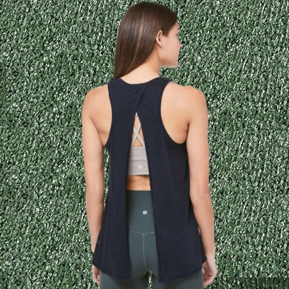 Lululemon All Tied Up Tank Top Tencel Midnight Navy Women’s Size 4 Open Back - Picture 1 of 13
